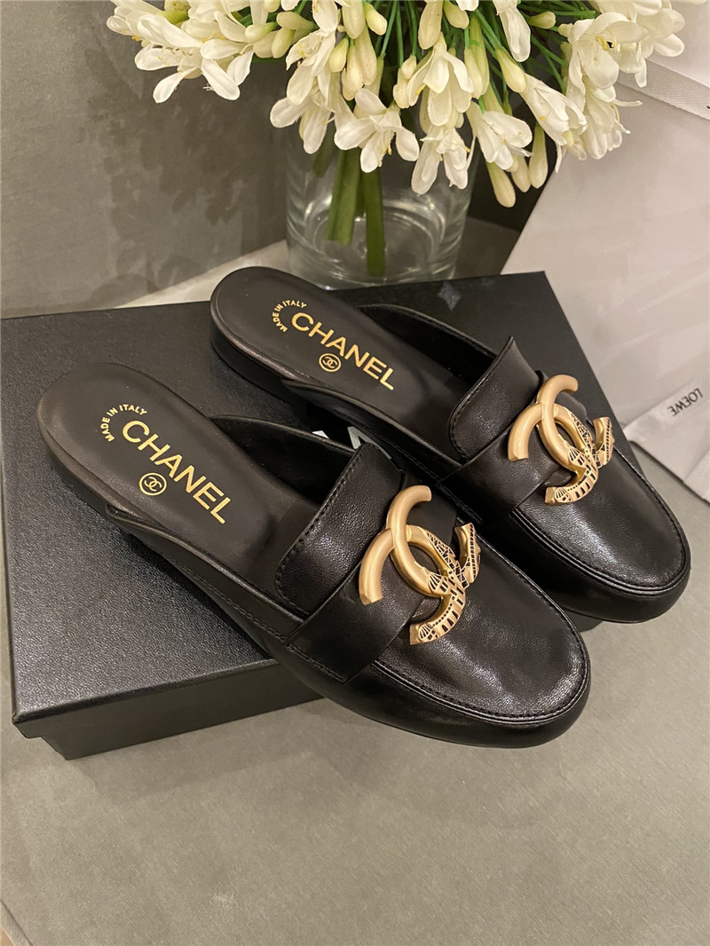 Best Replica chanel slippers black - Colareps