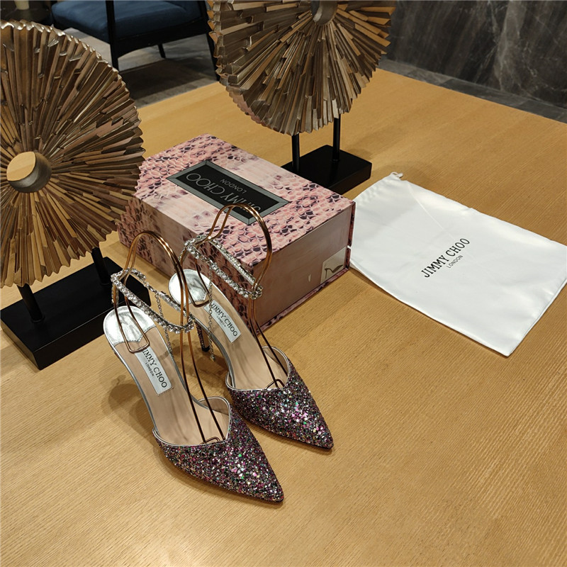 Best Replica Jimmy Choo Crystal Chain Heeled Sandals - Colareps