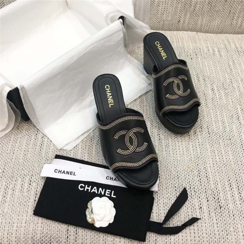 Best Replica chanel platform high heel slippers - Colareps