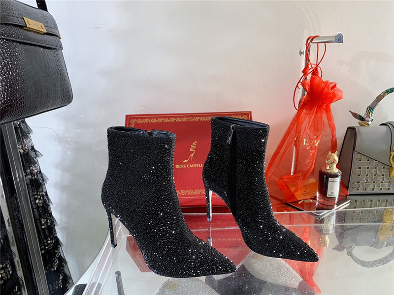 Best Replica Rene Caovilla drilled pointed high heel booties - Colareps