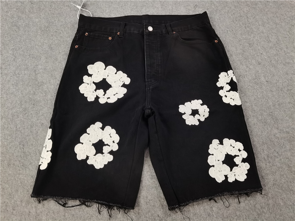 Best Replica Replica Denim Tears Kapok embroidered denim shorts - Colareps
