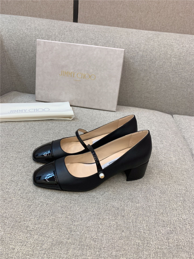 Best Replica Jimmy Choo New Thick Heel Mary Jane Shoes - Colareps