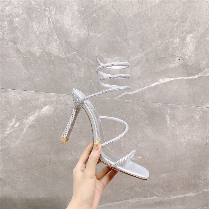 Best Replica Rene Caovilla Dupe R C diagonal strap rhinestone inlaid sandals - Colareps