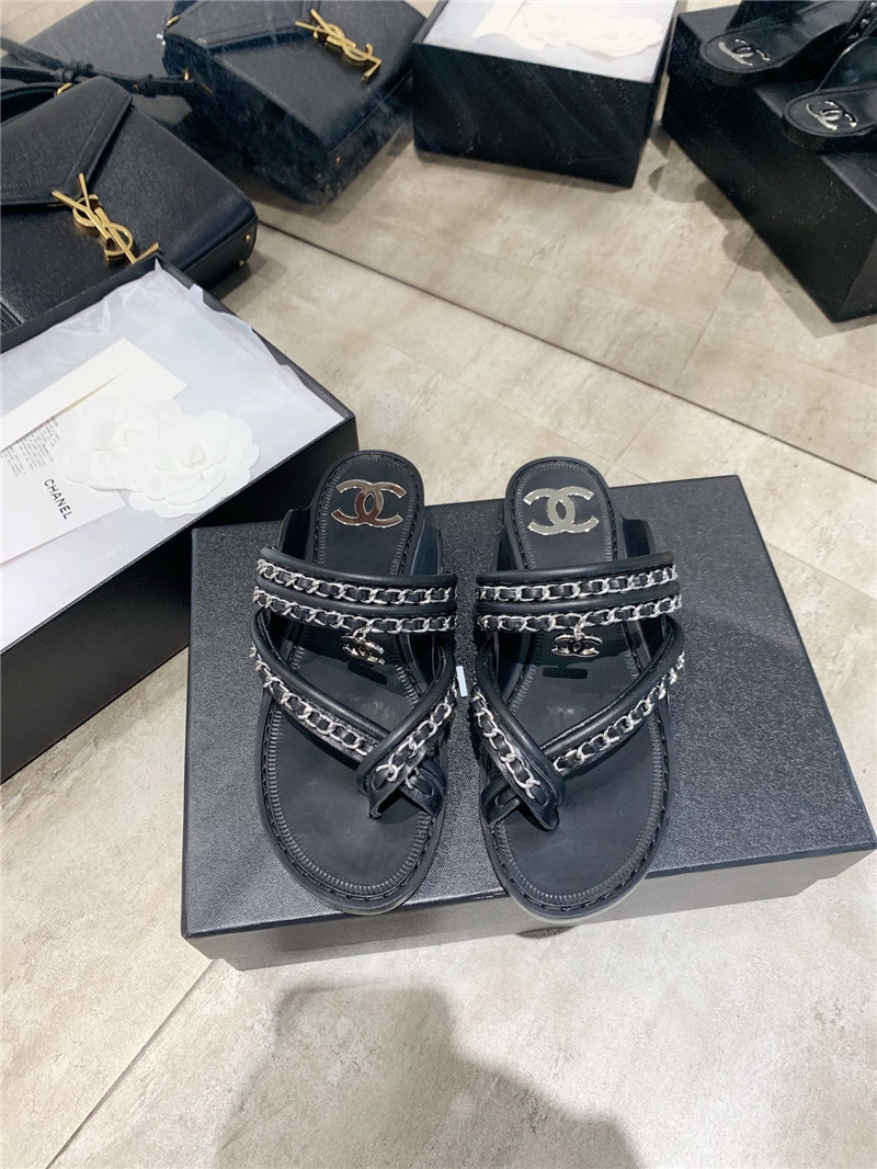 Best Replica CHANEL cc flip flops black - Colareps