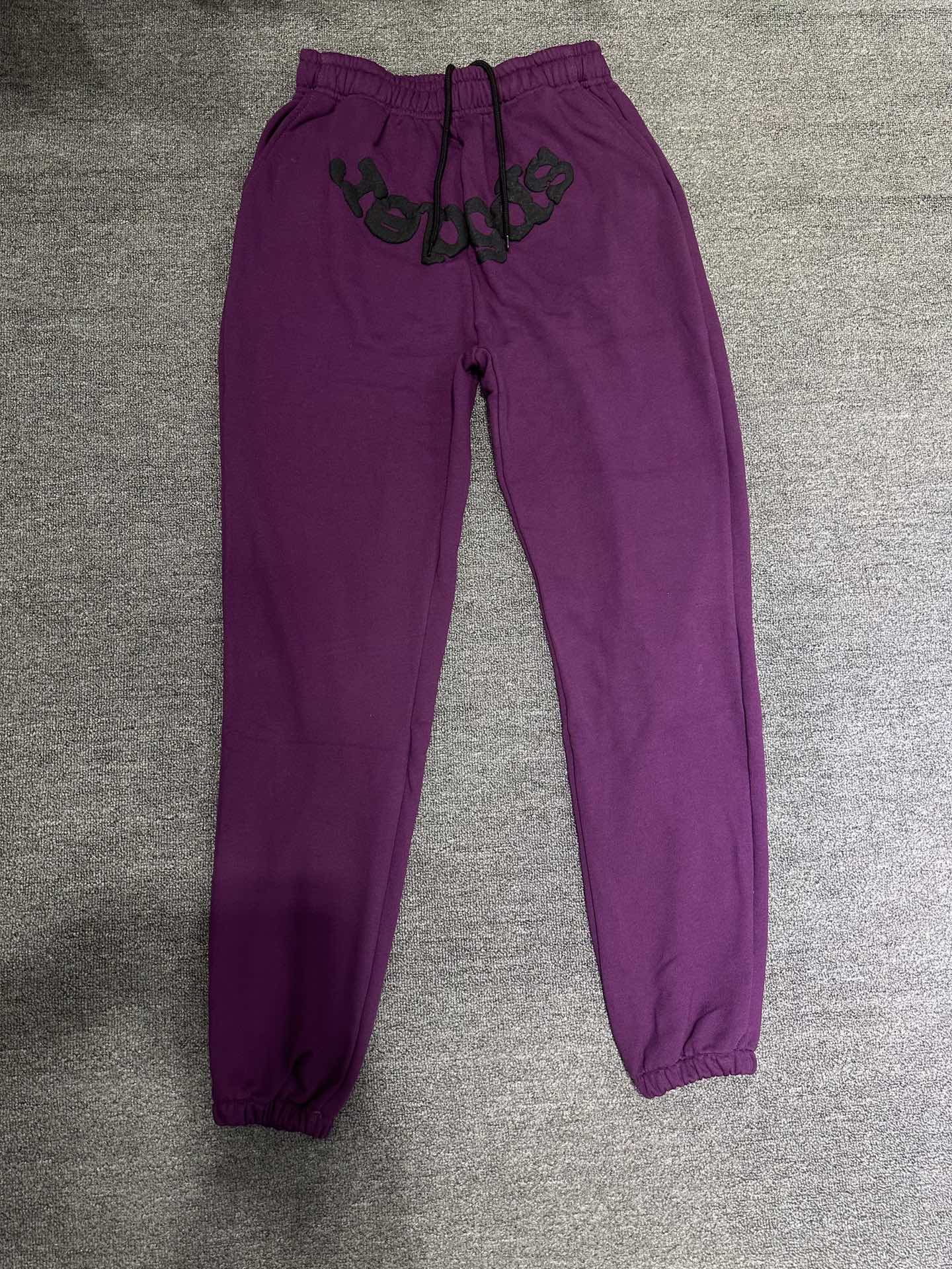Best Replica Three-dimensional foam letters spider web sweatpants purple - Colareps