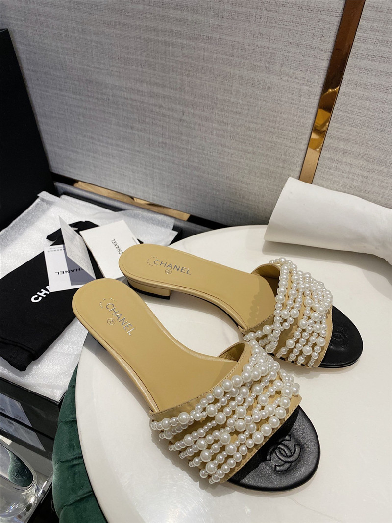 Best Replica CHANEL pearl slippers replica shoes fake shoes - Colareps