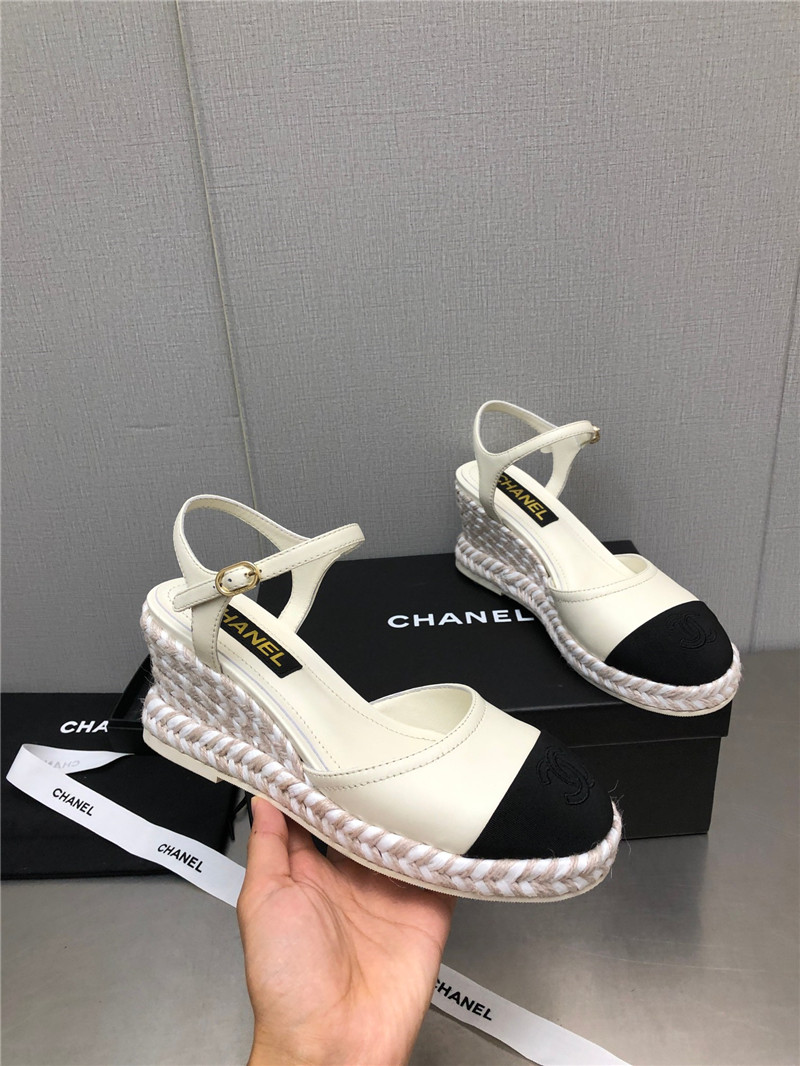 Best Replica Chanel Mary Jane hollow wedge sandals - Colareps
