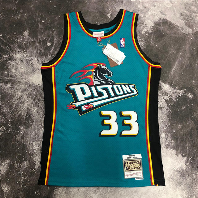 Best Replica GRANT HILL DETROIT PISTONS THROWBACK JERSEY (HEAT APPLIED) - Colareps