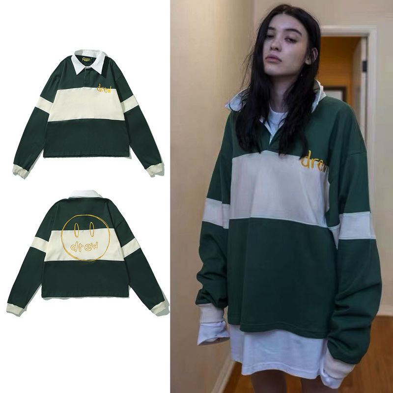 Best Replica Drew Shirt Collar Long Sleeve T-shirt Olive Green - Colareps