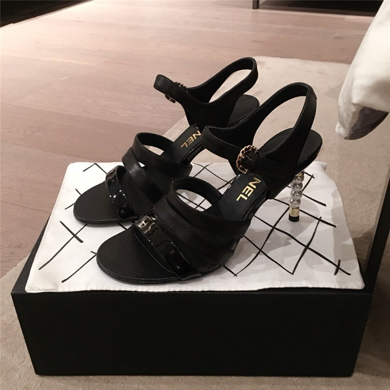Best Replica chanel heels sandals women black - Colareps