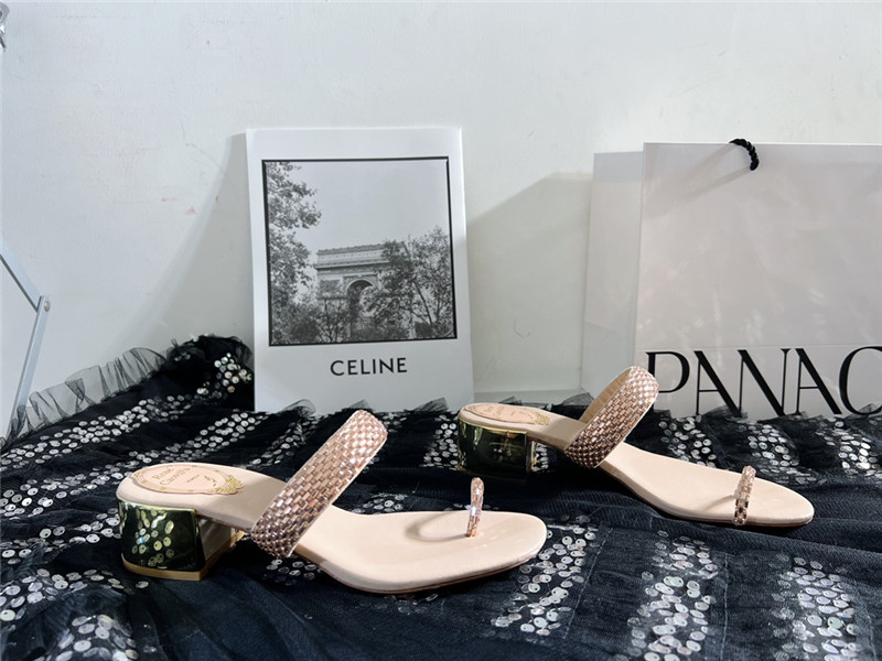 Best Replica Rene Caovilla Heels Dupe low heel flat flip flop sandals - Colareps