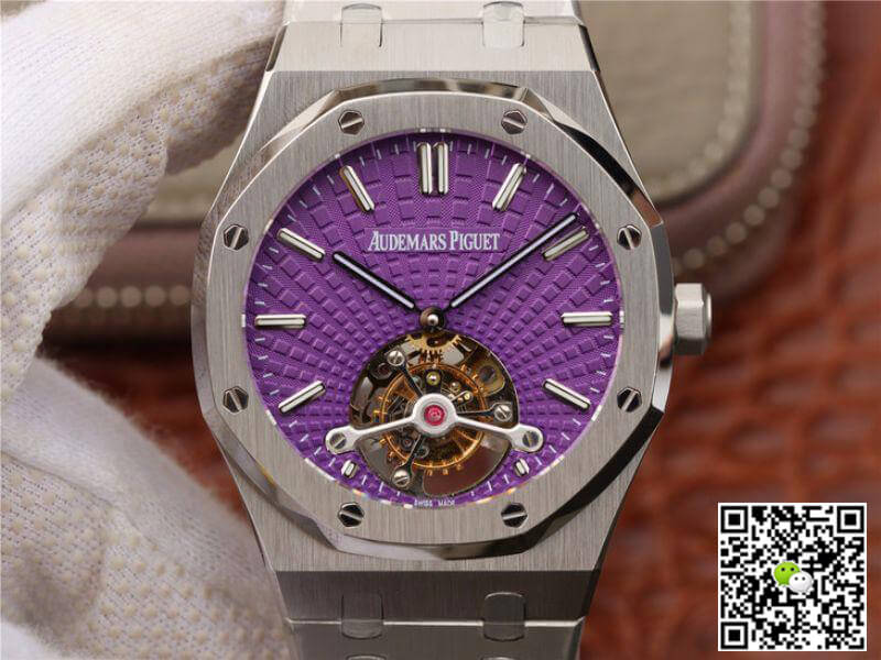 Best Replica Replica Audemars Piguet Royal Oak Tourbillon 26522ST.OO.1220ST.01 R8 Factory 1:1 Best Edition Swiss Tourbillon Purple Dial - Colareps