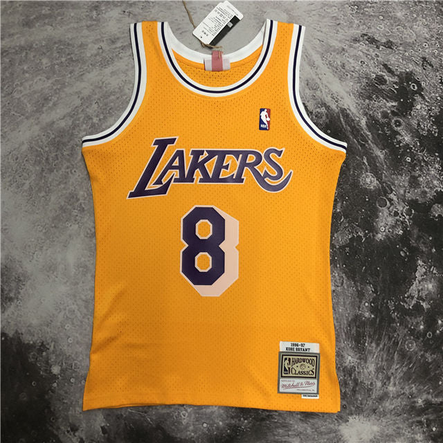 Best Replica KOBE BRYANT #8 LOS ANGELES LAKERS YELLOW THROWBACK ROOKIE JERSEY (HEAT APPLIED) - Colareps