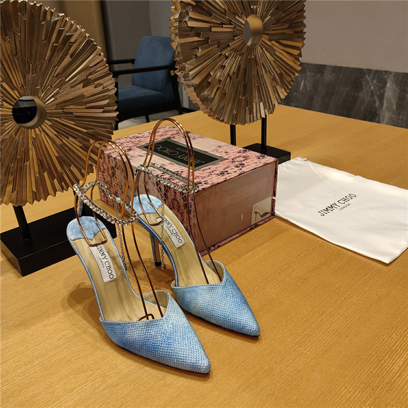 Best Replica Jimmy Choo Crystal Chain Heeled Sandals - Colareps