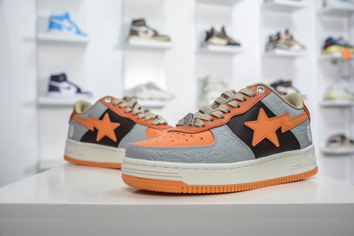 Best Replica A Bathing Ape Bape Sta Low Grey Orange - Colareps