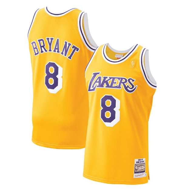 Best Replica KOBE BRYANT #8 LOS ANGELES LAKERS YELLOW THROWBACK ROOKIE JERSEY - Colareps
