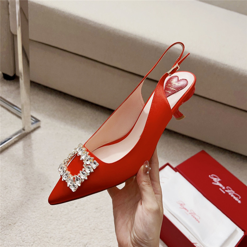 Best Replica Roger vivier buckle satin slingback shoes - Colareps