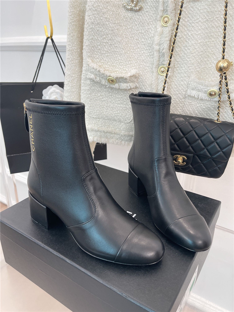 Best Replica chanel classic chunky heel stretch ankle boots - Colareps