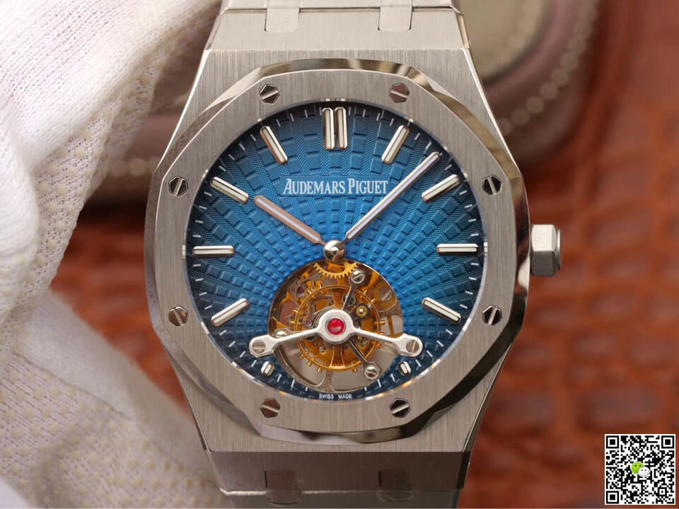 Best Replica Replica Audemars Piguet Royal Oak Tourbillon 26522TI.OO.1220TI.01 1:1 Best Edition JF Factory Smoky Blue Dial - Colareps