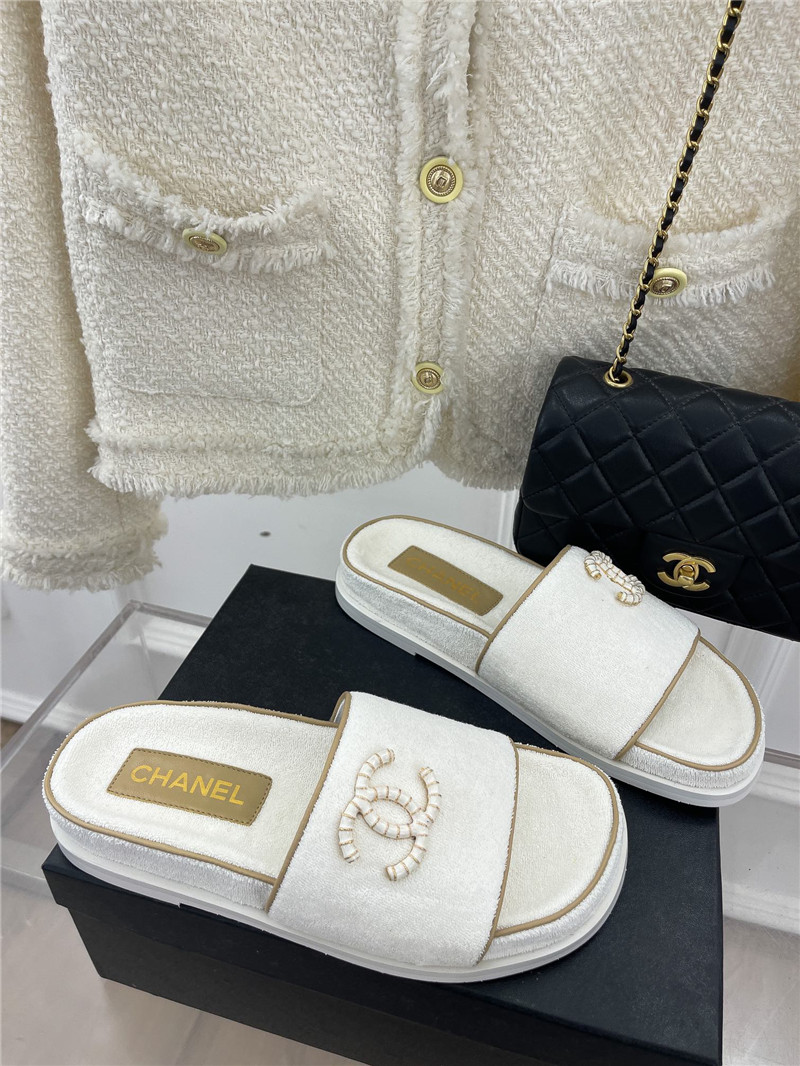 Best Replica chanel rhombus CC logo platform slippers - Colareps