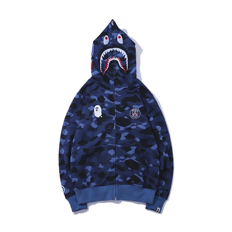 Best Replica Bape x PSG Shark Tiger Hoodie Camo Blue - Colareps