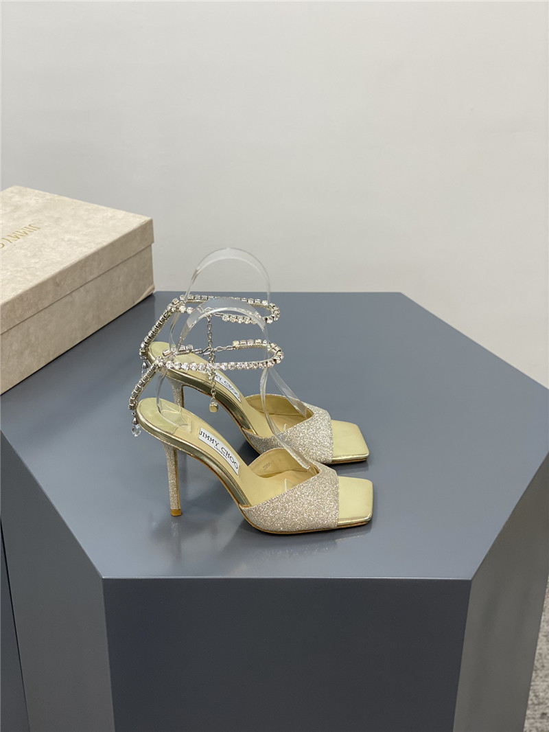 Best Replica Jimmy Choo Crystal Square Toe Fish Toe Sandals - Colareps