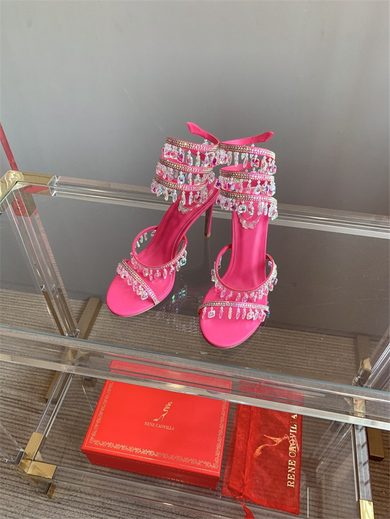 Best Replica rene caovilla crystal pendant heeled sandals - Colareps