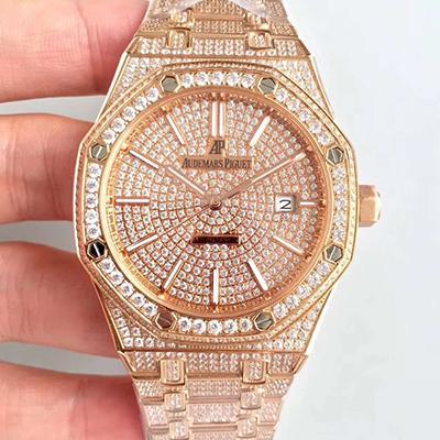 Best Replica Audemars Piguet Replica 1:1 Best Edition Swiss ETA3120 Rose Gold Diamond Dial - Colareps