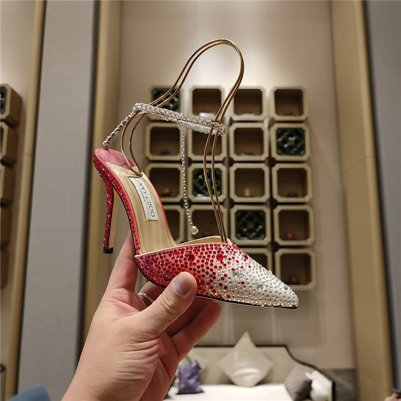 Best Replica Jimmy Choo Crystal Chain Heeled Sandals - Colareps