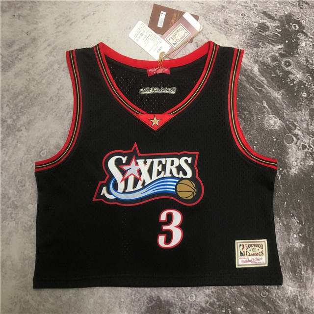 Best Replica ALLEN IVERSON PHILADELPHIA 76ERS WOMEN'S CROP TOP THROWBACK JERSEY - Colareps