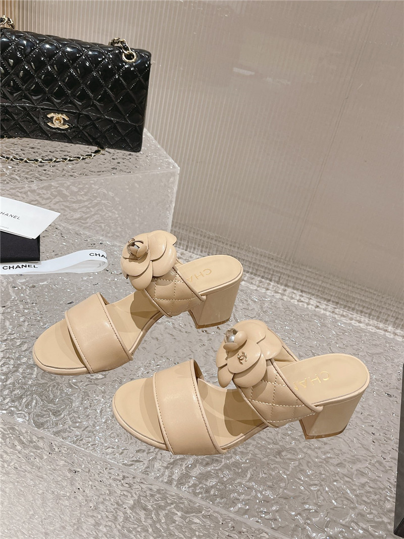 Best Replica chanel chunky heel camellia sandals - Colareps