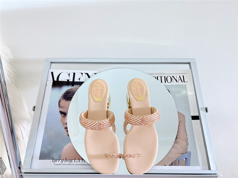 Best Replica Rene Caovilla Heels Dupe low heel flat flip flop sandals - Colareps