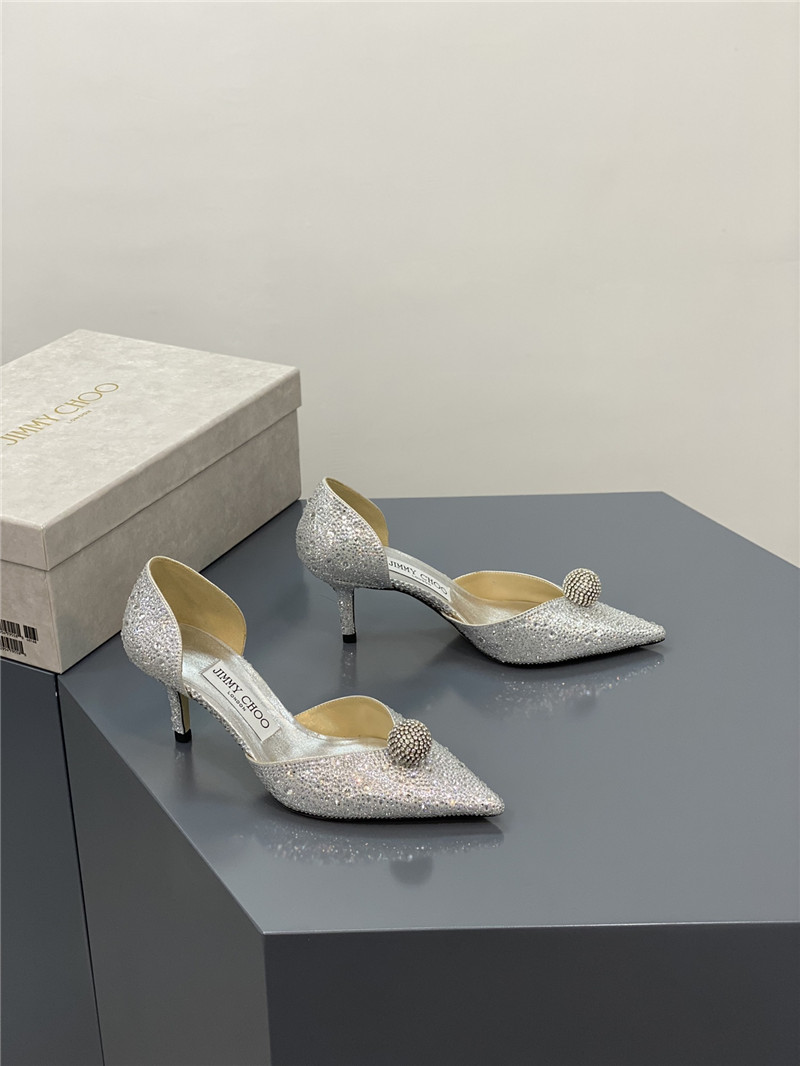 Best Replica Jimmy Choo jc high-heeled crystal slipper shoes - Colareps