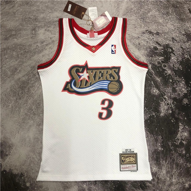 Best Replica ALLEN IVERSON PHILADELPHIA 76ERS THROWBACK JERSEY (HEAT APPLIED) - Colareps