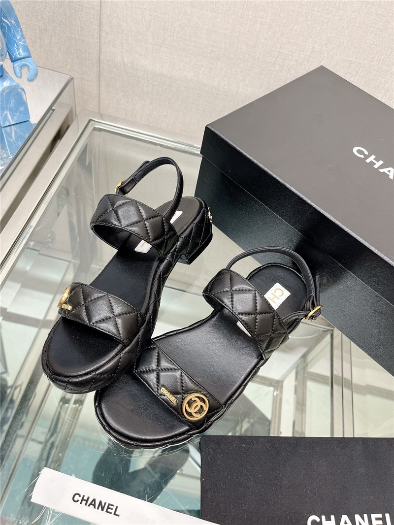 Best Replica chanel rhombus platform chunky heel sandals - Colareps