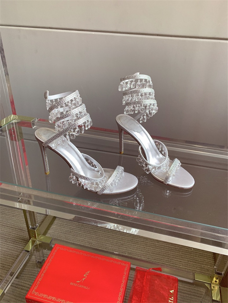 Best Replica rene caovilla crystal pendant heeled sandals - Colareps