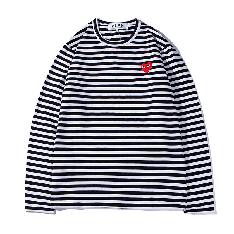 Best Replica Play CDG Embroidered Heart Cotton Long Sleeve Shirt P16 - Colareps
