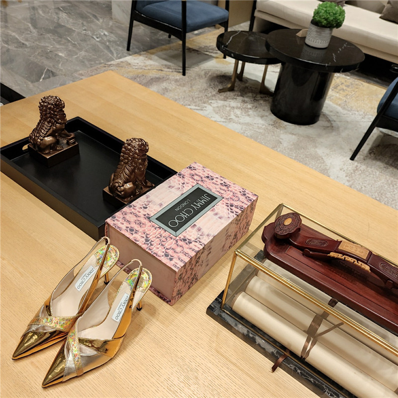 Best Replica Jimmy Choo high-heeled hollow leather style pointed sandals - Colareps