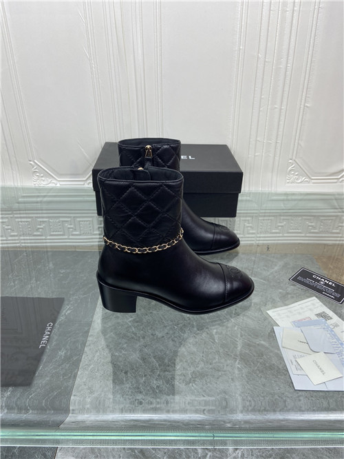 Best Replica chanel chain thick heel ankle boots - Colareps