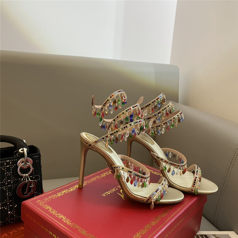 Best Replica Rene Caovilla Dupe Classic snake wrap sandals - Colareps