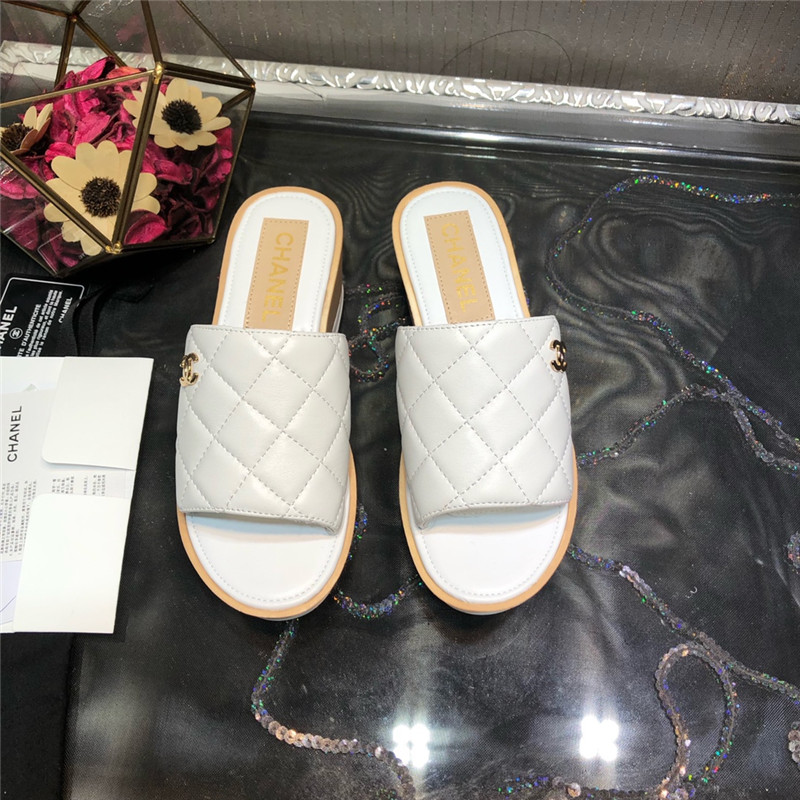Best Replica chanel embroidered wedge platform slippers - Colareps