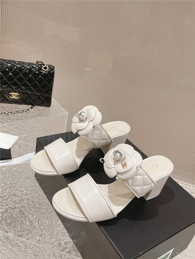 Best Replica chanel chunky heel camellia sandals - Colareps