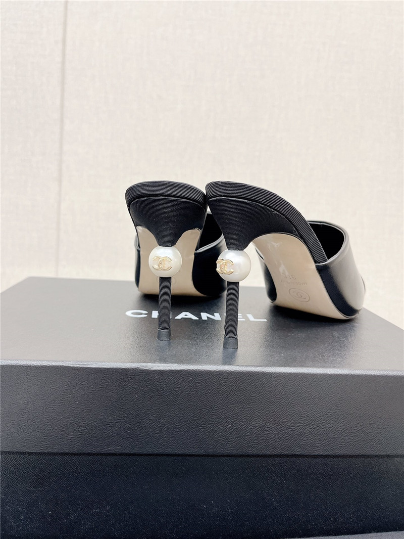 Best Replica chanel pearl high heel slippers - Colareps