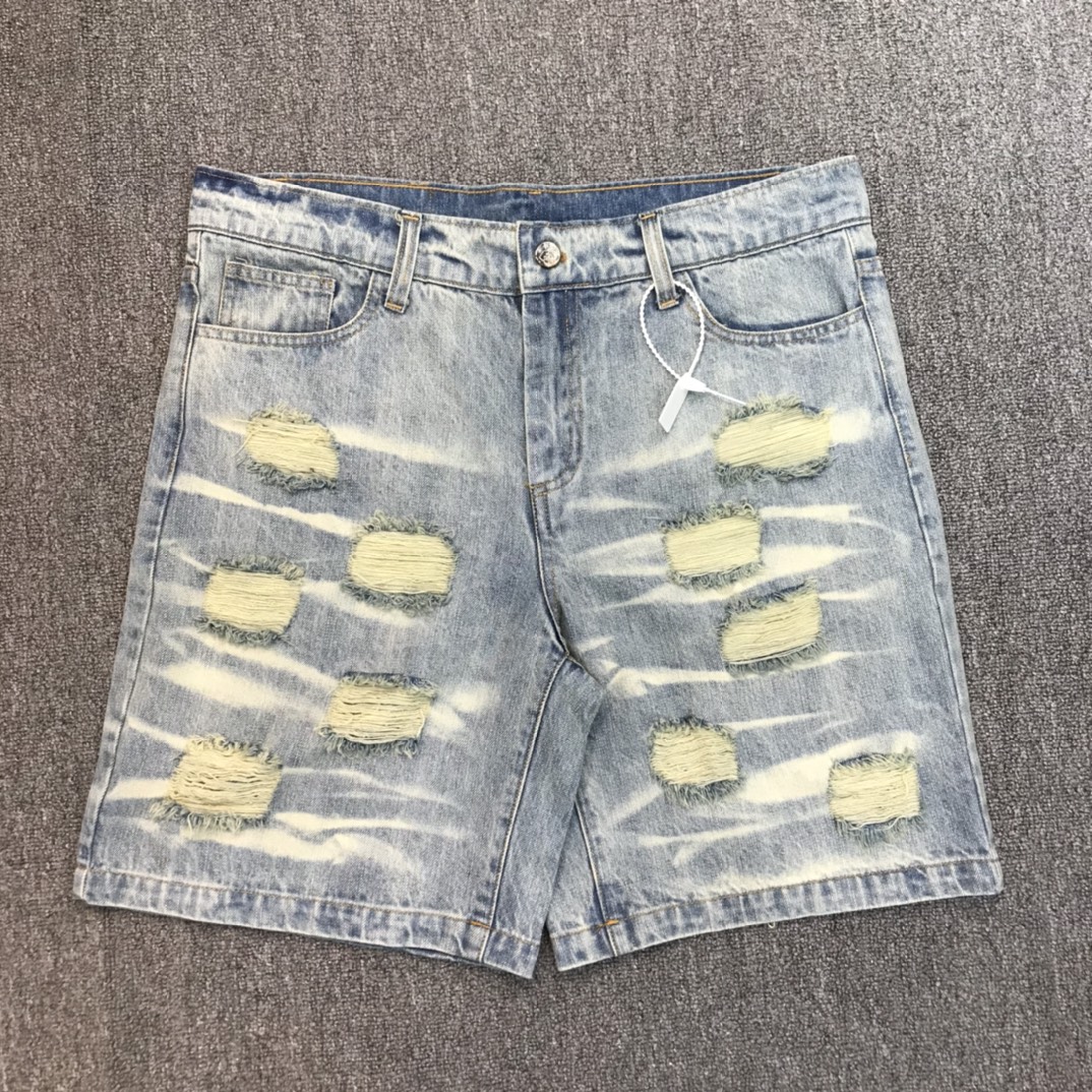 Best Replica 1:1 quality version Vintage washed and torn denim shorts - Colareps