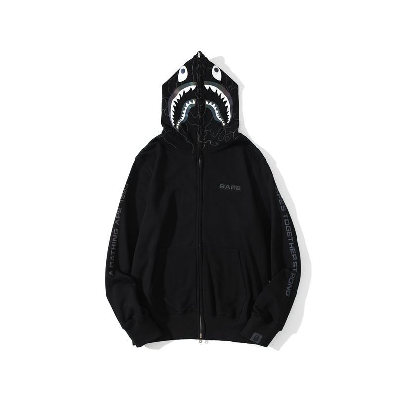 Best Replica Bape Shark Hoodie Black White - Colareps