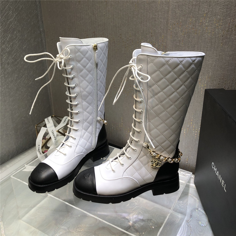 Best Replica chanel classic diamond chain strap long boots - Colareps
