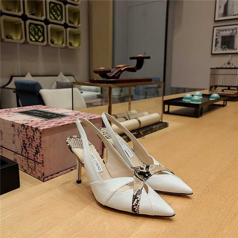 Best Replica Jimmy Choo high-heeled hollow leather style pointed sandals - Colareps