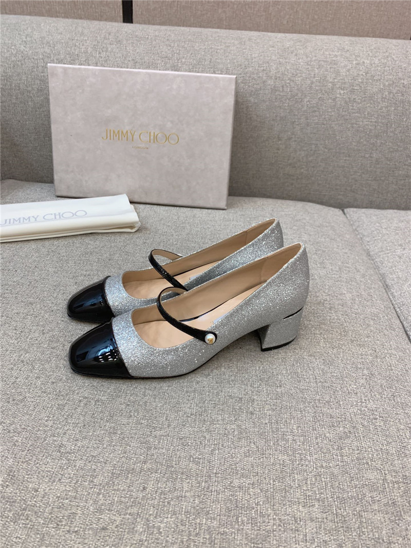 Best Replica Jimmy Choo New Thick Heel Mary Jane Shoes - Colareps