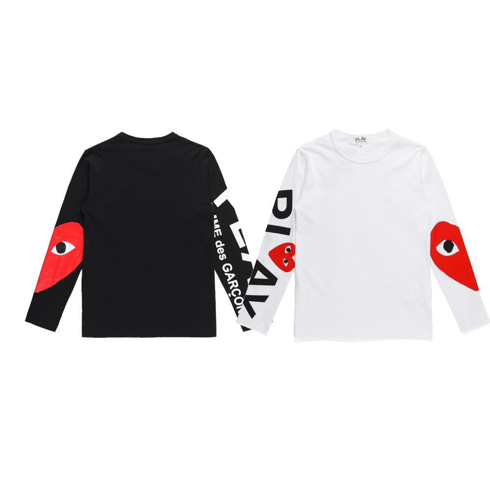 Best Replica COMME DES GARCONS CDG Play Lone Sleeve T Shirt Black White - Colareps