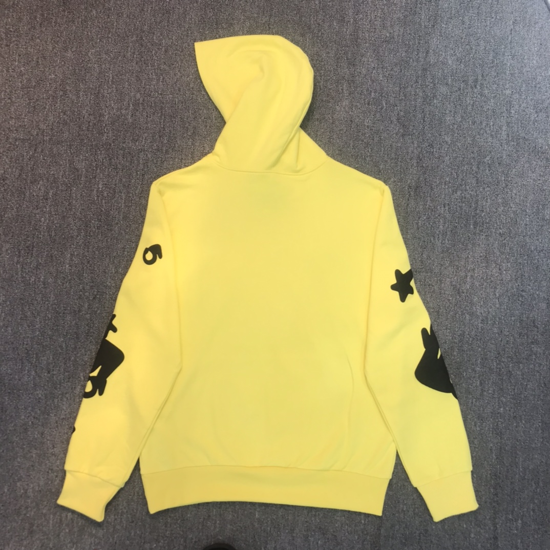 Best Replica Black letters pentagram yellow hoodie - Colareps